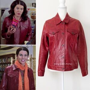 Rare Vintage Early 2000s Red Leather Jacket ASO Lorelai Gilmore in Gilmore Girls